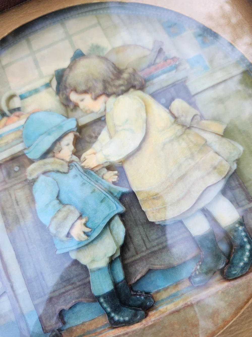 3D Paper Tole  Vintage Children Scene